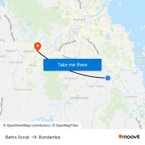 Bahrs Scrub to Bundamba map