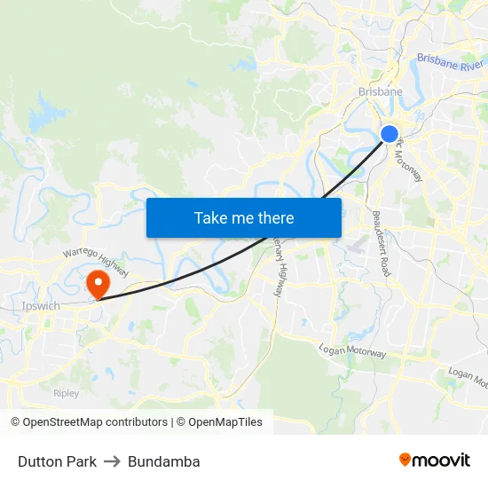 Dutton Park to Bundamba map