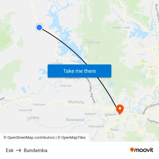 Esk to Bundamba map