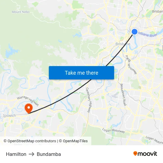 Hamilton to Bundamba map