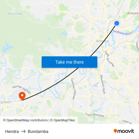 Hendra to Bundamba map