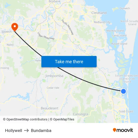 Hollywell to Bundamba map