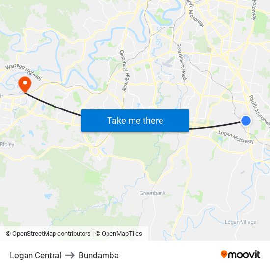 Logan Central to Bundamba map