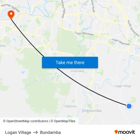 Logan Village to Bundamba map