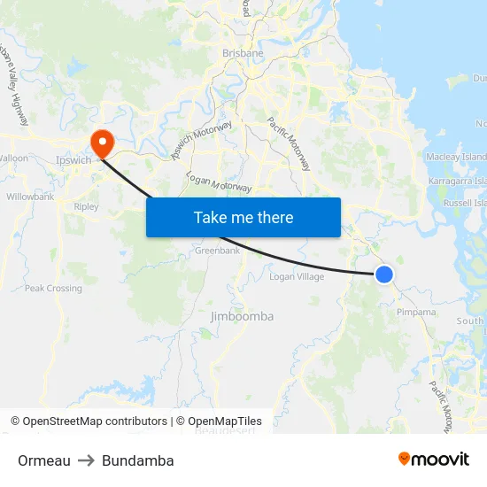 Ormeau to Bundamba map