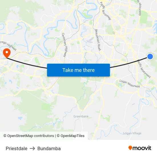 Priestdale to Bundamba map