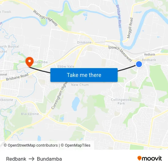Redbank to Bundamba map