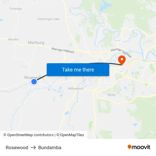 Rosewood to Bundamba map
