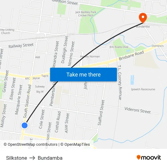 Silkstone to Bundamba map