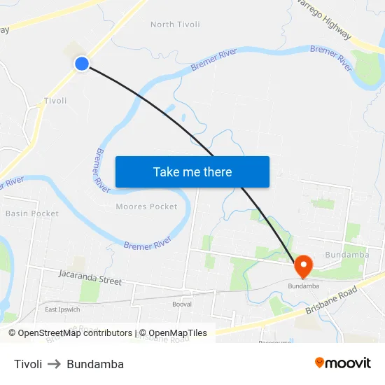 Tivoli to Bundamba map