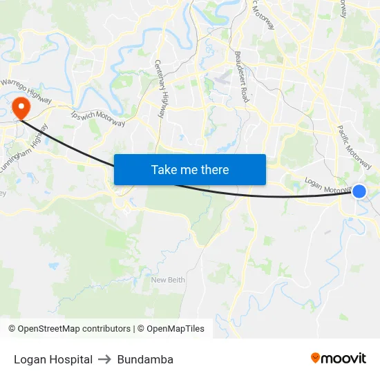 Logan Hospital to Bundamba map
