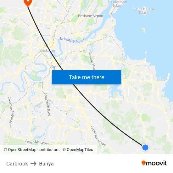 Carbrook to Bunya map