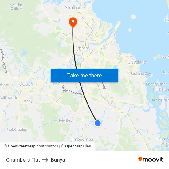 Chambers Flat to Bunya map