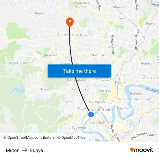 Milton to Bunya map