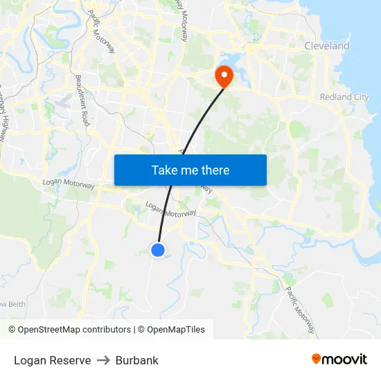 Logan Reserve to Burbank map