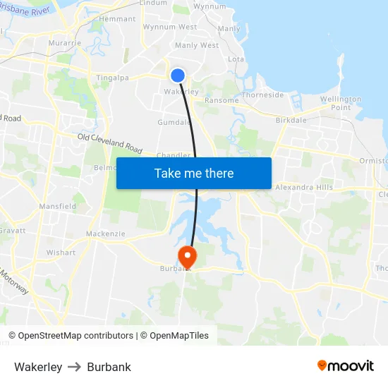 Wakerley to Burbank map