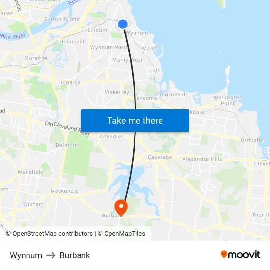 Wynnum to Burbank map