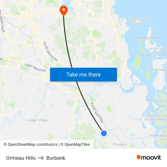 Ormeau Hills to Burbank map