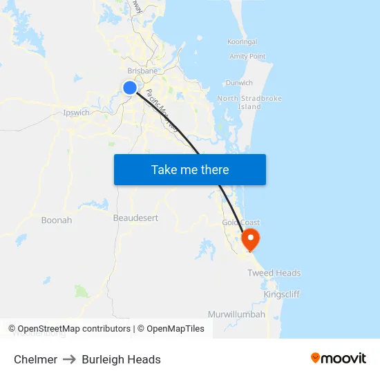 Chelmer to Burleigh Heads map
