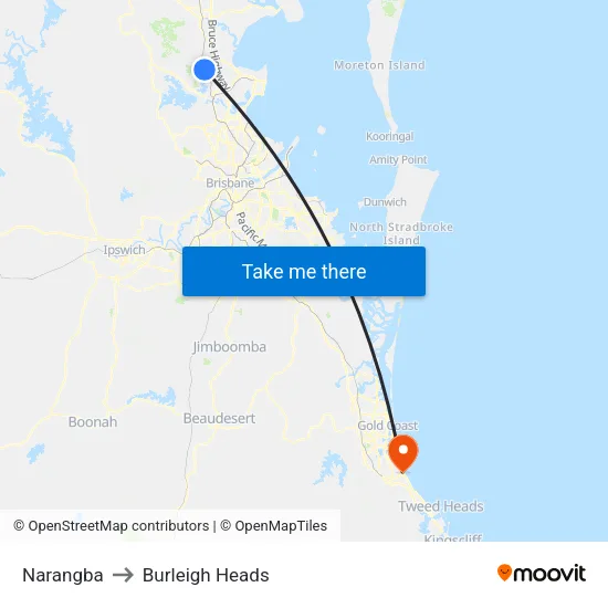 Narangba to Burleigh Heads map