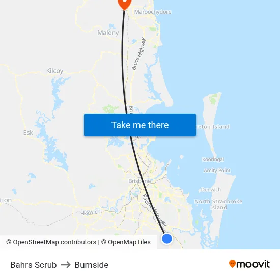 Bahrs Scrub to Burnside map