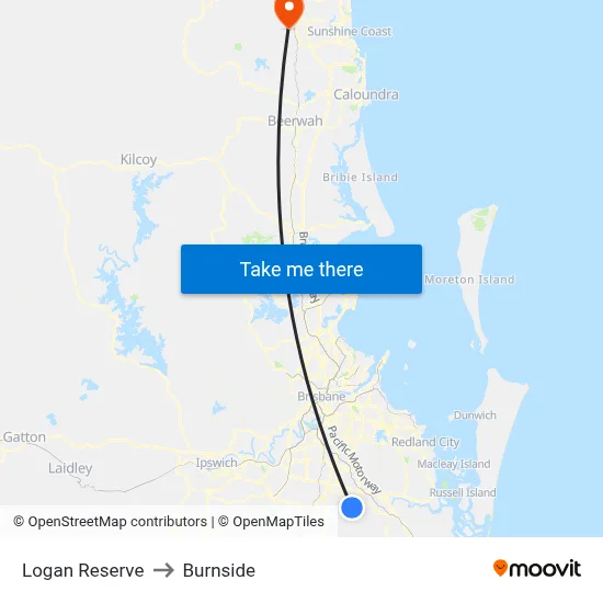 Logan Reserve to Burnside map