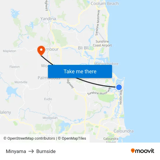 Minyama to Burnside map