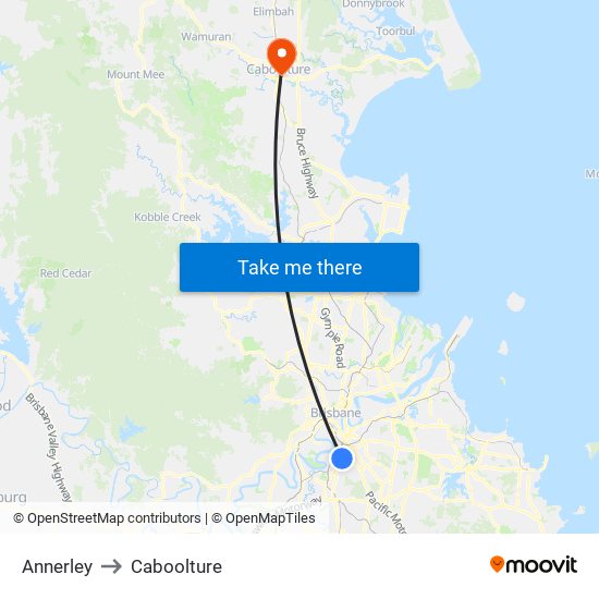 Annerley to Caboolture map