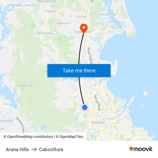 Arana Hills to Caboolture map