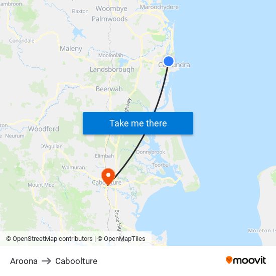 Aroona to Caboolture map
