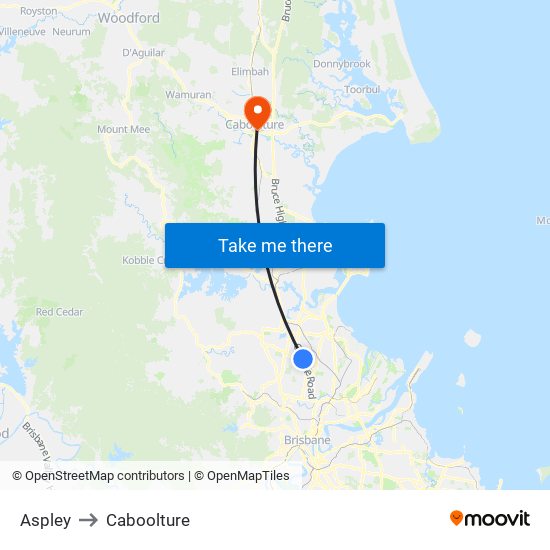 Aspley to Caboolture map