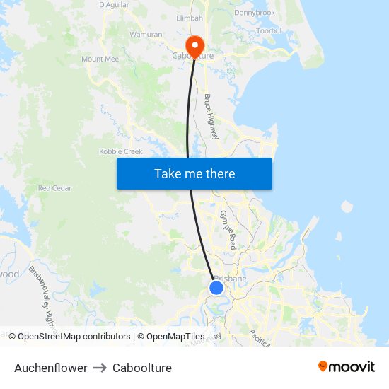 Auchenflower to Caboolture map