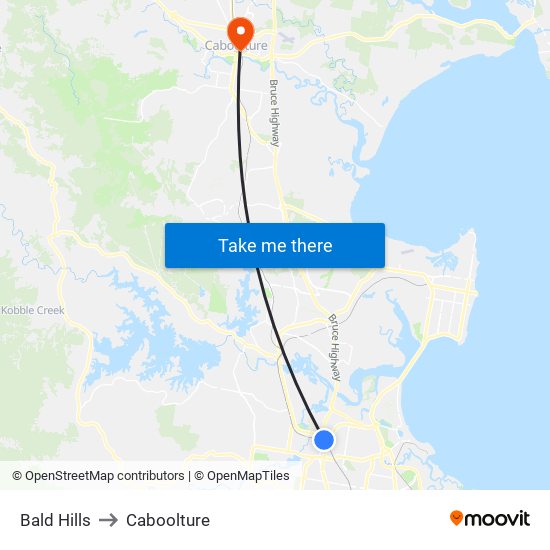 Bald Hills to Caboolture map