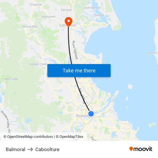 Balmoral to Caboolture map
