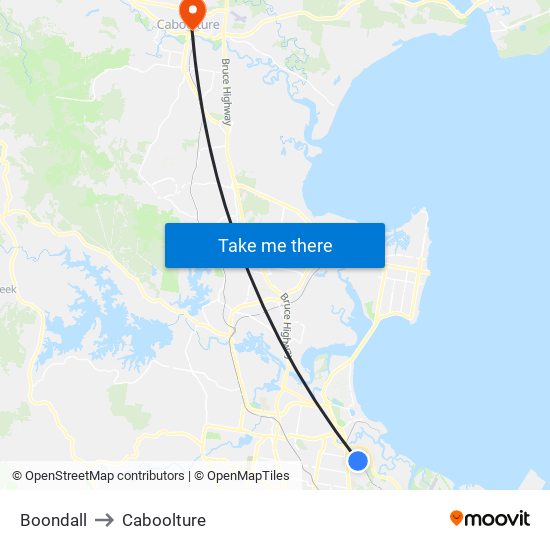 Boondall to Caboolture map