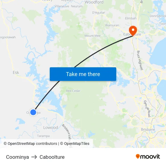 Coominya to Caboolture map