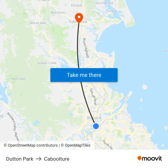 Dutton Park to Caboolture map