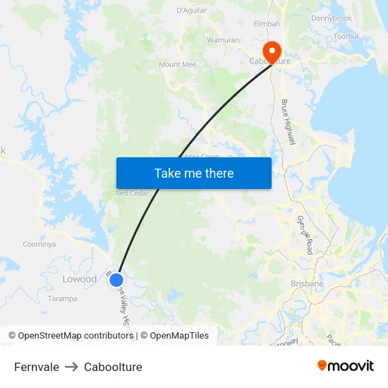 Fernvale to Caboolture map