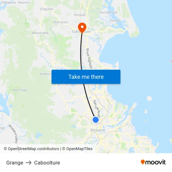 Grange to Caboolture map