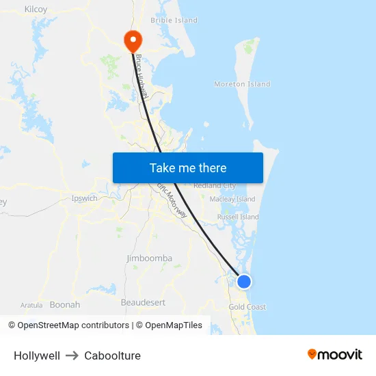Hollywell to Caboolture map
