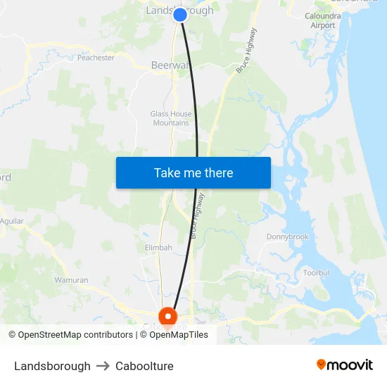 Landsborough to Caboolture map