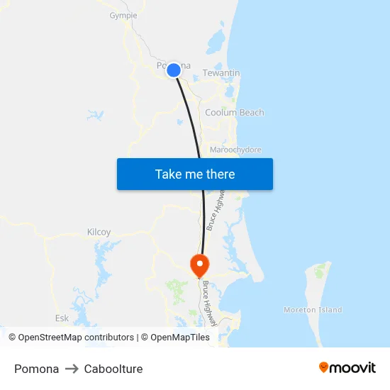 Pomona to Caboolture map