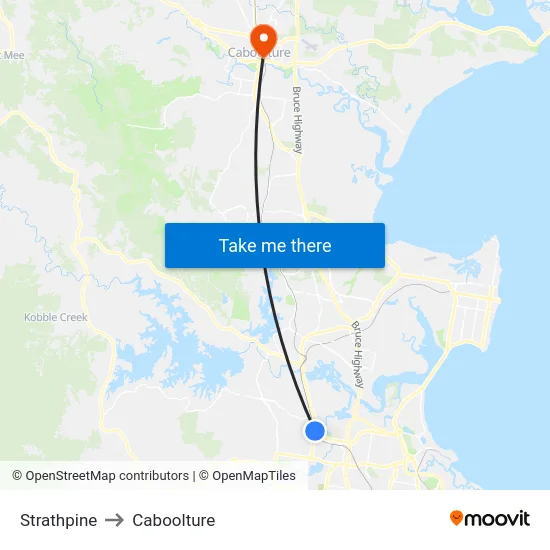 Strathpine to Caboolture map