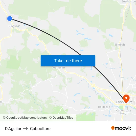 D'Aguilar to Caboolture map
