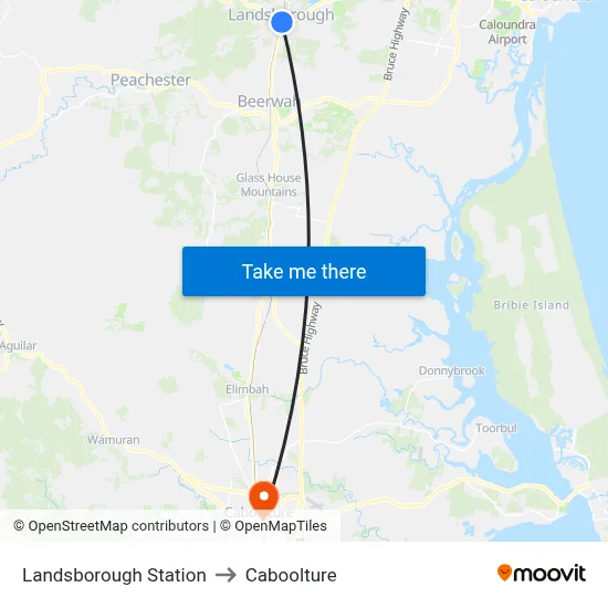 Landsborough Station to Caboolture map
