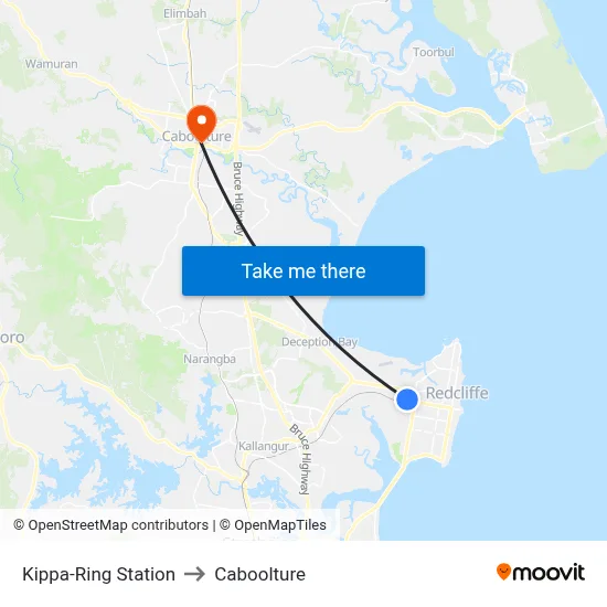 Kippa-Ring Station to Caboolture map