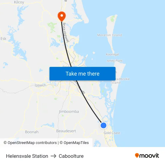 Helensvale Station to Caboolture map