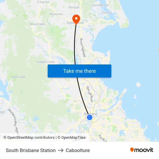 South Brisbane Station to Caboolture map