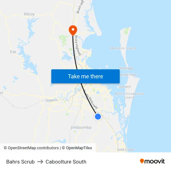 Bahrs Scrub to Caboolture South map