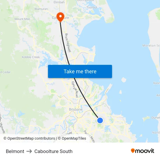 Belmont to Caboolture South map